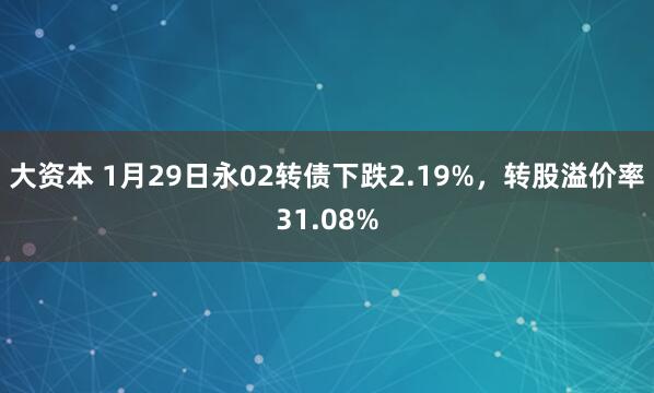 大资本 1月29日永02转债下跌2.19%，转股溢价率31.08%